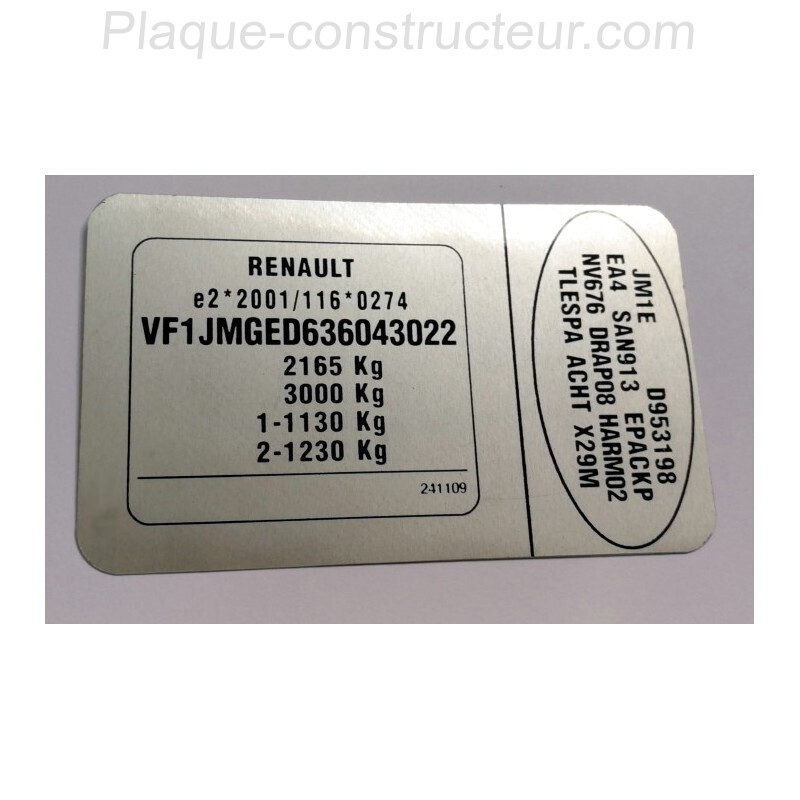 Plaque constructeur Renault + Adhesif