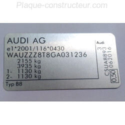 Plaque constructeur Audi