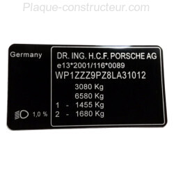 Plaque constructeur Porsche